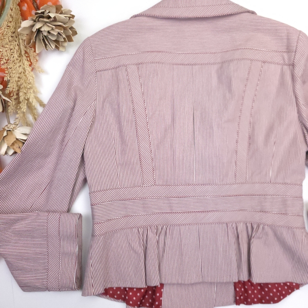 New Nanette Lepor Red Striped Double-Breasted Designer Blazer Sz 10 - Picture 9 of 12